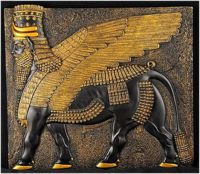 Gekleurd Iraans embleem Perzische gevleugelde stier