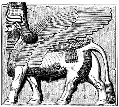 Iraans embleem Perzische gevleugelde stier